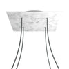 Lampenbaldachin XXL Rose-One quadratisch, 4 Löcher + 4 Seitenlöcher, 40 × 40 cm – Marmor-Optik Carrara, Weiss