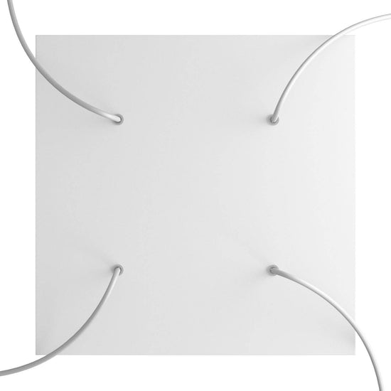 Lampenbaldachin XXL Rose-One quadratisch, 4 Löcher + 4 Seitenlöcher, 40 × 40 cm – Weiss matt, Weiss