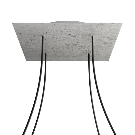 Lampenbaldachin XXL Rose-One quadratisch, 4 Löcher + 4 Seitenlöcher, 40 × 40 cm – Beton-Optik, Weiss