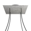 Lampenbaldachin XXL Rose-One quadratisch, 4 Löcher + 4 Seitenlöcher, 40 × 40 cm – Beton-Optik, Schwarz