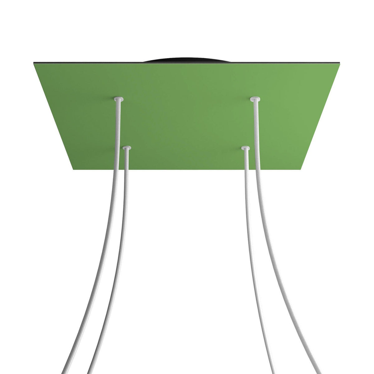 Lampenbaldachin XXL Rose-One quadratisch, 4 Löcher + 4 Seitenlöcher, 40 × 40 cm – Wiesengrün, Schwarz