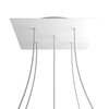 Lampenbaldachin XXL Rose-One quadratisch, 5 Löcher + 4 Seitenlöcher, 40 × 40 cm – Weiss matt, Weiss