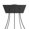 Lampenbaldachin XXL Rose-One quadratisch, 5 Löcher + 4 Seitenlöcher, 40 × 40 cm – Schwarz matt, Schwarz