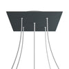 Lampenbaldachin XXL Rose-One quadratisch, 5 Löcher + 4 Seitenlöcher, 40 × 40 cm – Anthrazit, Weiss