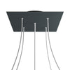 Lampenbaldachin XXL Rose-One quadratisch, 5 Löcher + 4 Seitenlöcher, 40 × 40 cm – Anthrazit, Schwarz