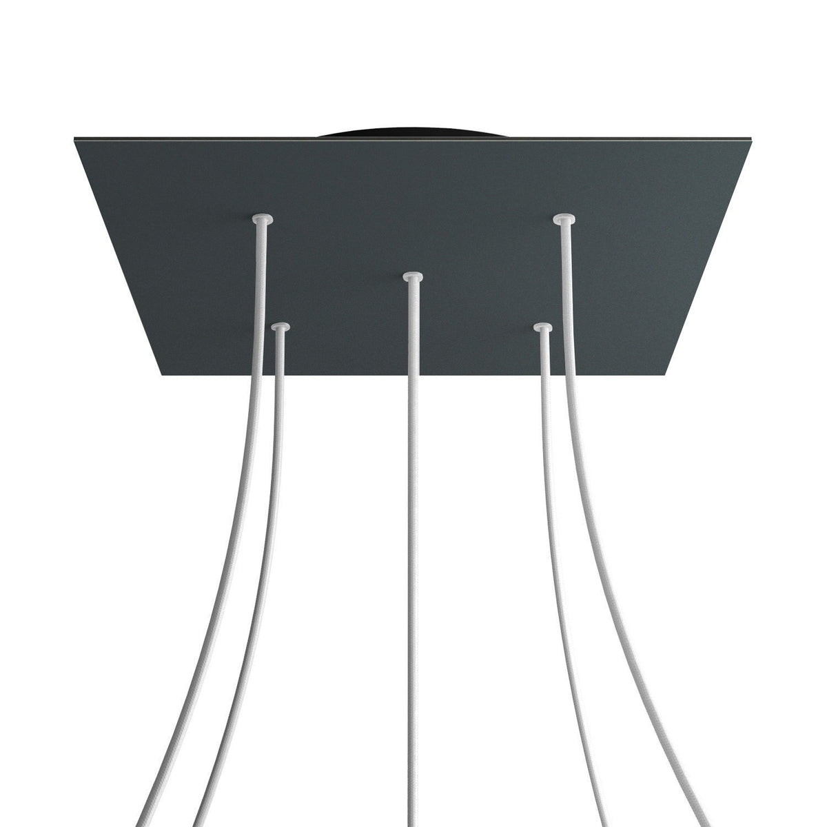 Lampenbaldachin XXL Rose-One quadratisch, 5 Löcher + 4 Seitenlöcher, 40 × 40 cm – Anthrazit, Schwarz