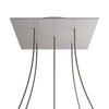 Lampenbaldachin XXL Rose-One quadratisch, 5 Löcher + 4 Seitenlöcher, 40 × 40 cm – Stahl satiniert, Weiss