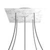 Lampenbaldachin XXL Rose-One quadratisch, 5 Löcher + 4 Seitenlöcher, 40 × 40 cm – Marmor-Optik Carrara, Weiss