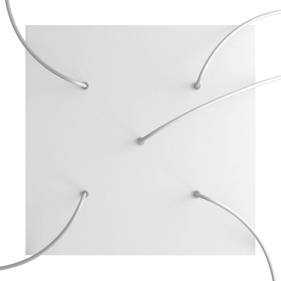 Lampenbaldachin XXL Rose-One quadratisch, 5 Löcher + 4 Seitenlöcher, 40 × 40 cm – Weiss matt, Weiss