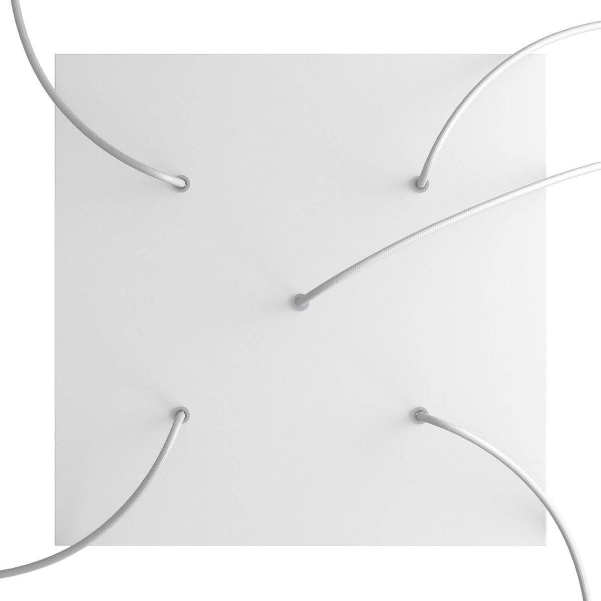 Lampenbaldachin XXL Rose-One quadratisch, 5 Löcher + 4 Seitenlöcher, 40 × 40 cm – Weiss matt, Weiss