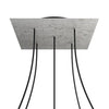 Lampenbaldachin XXL Rose-One quadratisch, 5 Löcher + 4 Seitenlöcher, 40 × 40 cm – Beton-Optik, Schwarz