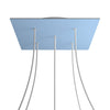 Lampenbaldachin XXL Rose-One quadratisch, 5 Löcher + 4 Seitenlöcher, 40 × 40 cm – Puderblau, Weiss