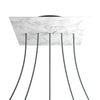 Lampenbaldachin XXL Rose-One quadratisch, 5 Löcher in Linie + 4 Seitenlöcher, 40 × 40 cm – Marmor-Optik Carrara, Schwarz