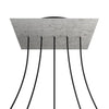 Lampenbaldachin XXL Rose-One quadratisch, 5 Löcher in Linie + 4 Seitenlöcher, 40 × 40 cm – Beton-Optik, Schwarz