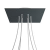 Lampenbaldachin XXL Rose-One quadratisch, 6 Löcher + 4 Seitenlöcher, 40 × 40 cm – Anthrazit, Weiss