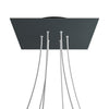 Lampenbaldachin XXL Rose-One quadratisch, 6 Löcher + 4 Seitenlöcher, 40 × 40 cm – Anthrazit, Schwarz
