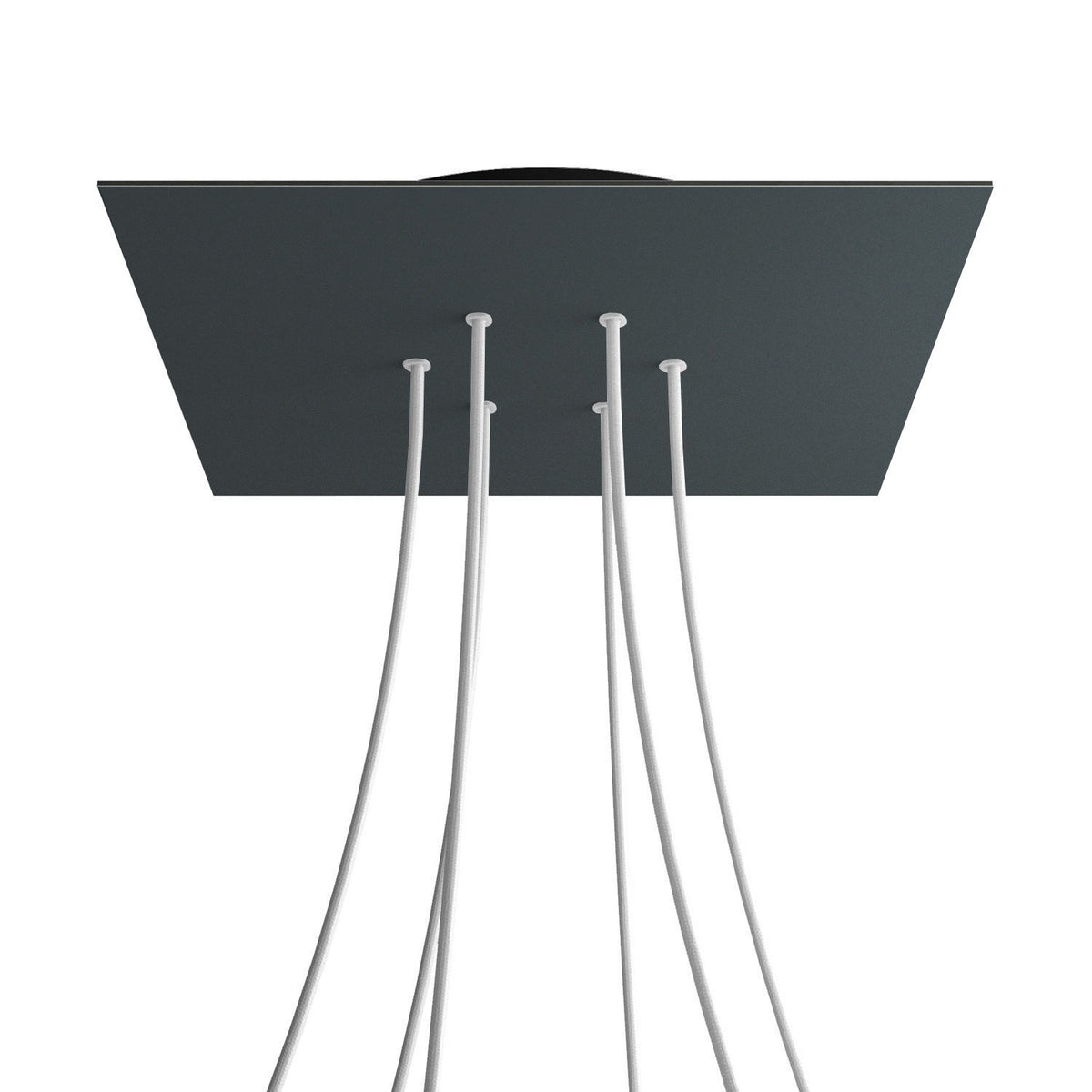 Lampenbaldachin XXL Rose-One quadratisch, 6 Löcher + 4 Seitenlöcher, 40 × 40 cm – Anthrazit, Schwarz