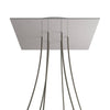 Lampenbaldachin XXL Rose-One quadratisch, 6 Löcher + 4 Seitenlöcher, 40 × 40 cm – Stahl satiniert, Weiss