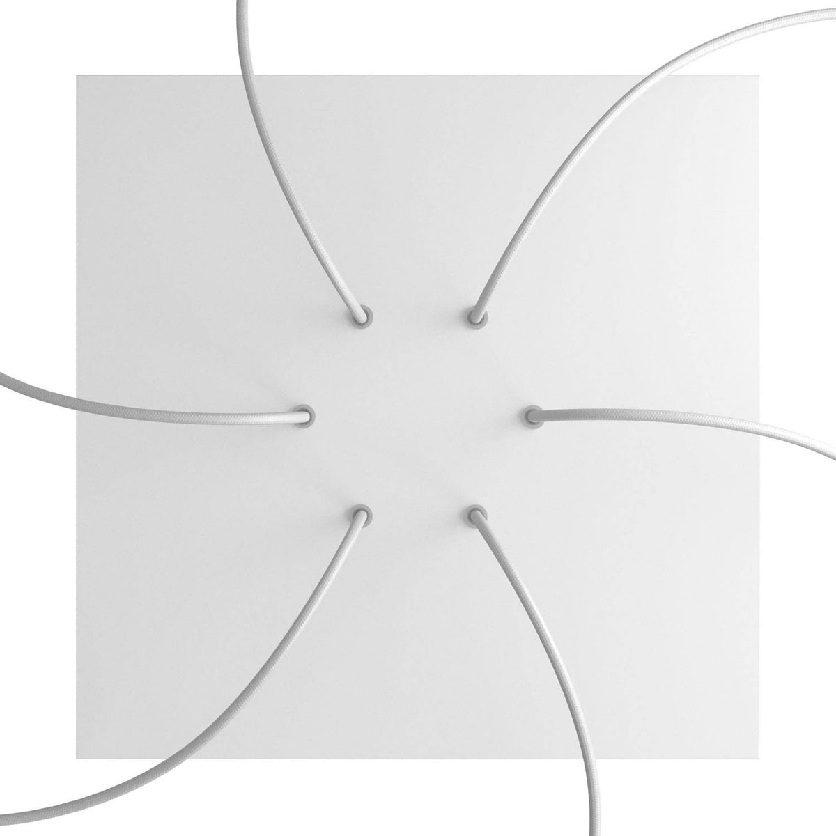 Lampenbaldachin XXL Rose-One quadratisch, 6 Löcher + 4 Seitenlöcher, 40 × 40 cm – Weiss matt, Weiss