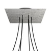 Lampenbaldachin XXL Rose-One quadratisch, 6 Löcher + 4 Seitenlöcher, 40 × 40 cm – Beton-Optik, Schwarz