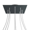 Lampenbaldachin XXL Rose-One quadratisch, 8 Löcher + 4 Seitenlöcher, 40 × 40 cm – Anthrazit, Schwarz