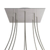 Lampenbaldachin XXL Rose-One quadratisch, 8 Löcher + 4 Seitenlöcher, 40 × 40 cm – Stahl satiniert, Weiss