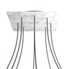 Lampenbaldachin XXL Rose-One quadratisch, 8 Löcher + 4 Seitenlöcher, 40 × 40 cm – Marmor-Optik Carrara, Weiss