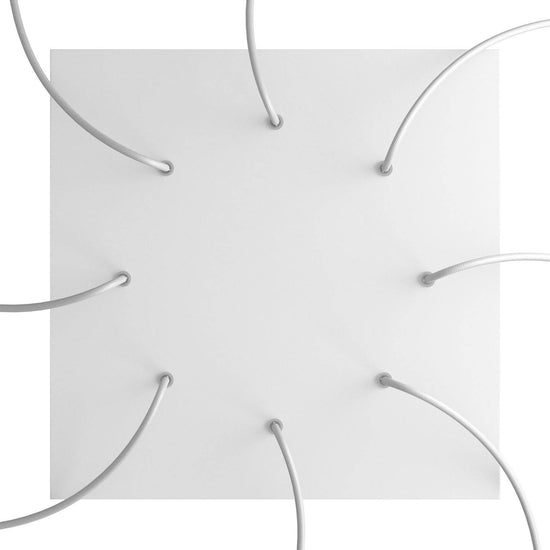 Lampenbaldachin XXL Rose-One quadratisch, 8 Löcher + 4 Seitenlöcher, 40 × 40 cm – Weiss matt, Weiss