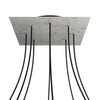 Lampenbaldachin XXL Rose-One quadratisch, 8 Löcher + 4 Seitenlöcher, 40 × 40 cm – Beton-Optik, Schwarz