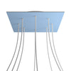 Lampenbaldachin XXL Rose-One quadratisch, 8 Löcher + 4 Seitenlöcher, 40 × 40 cm – Puderblau, Weiss