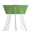 Lampenbaldachin XXL Rose-One quadratisch, 8 Löcher + 4 Seitenlöcher, 40 × 40 cm – Wiesengrün, Weiss