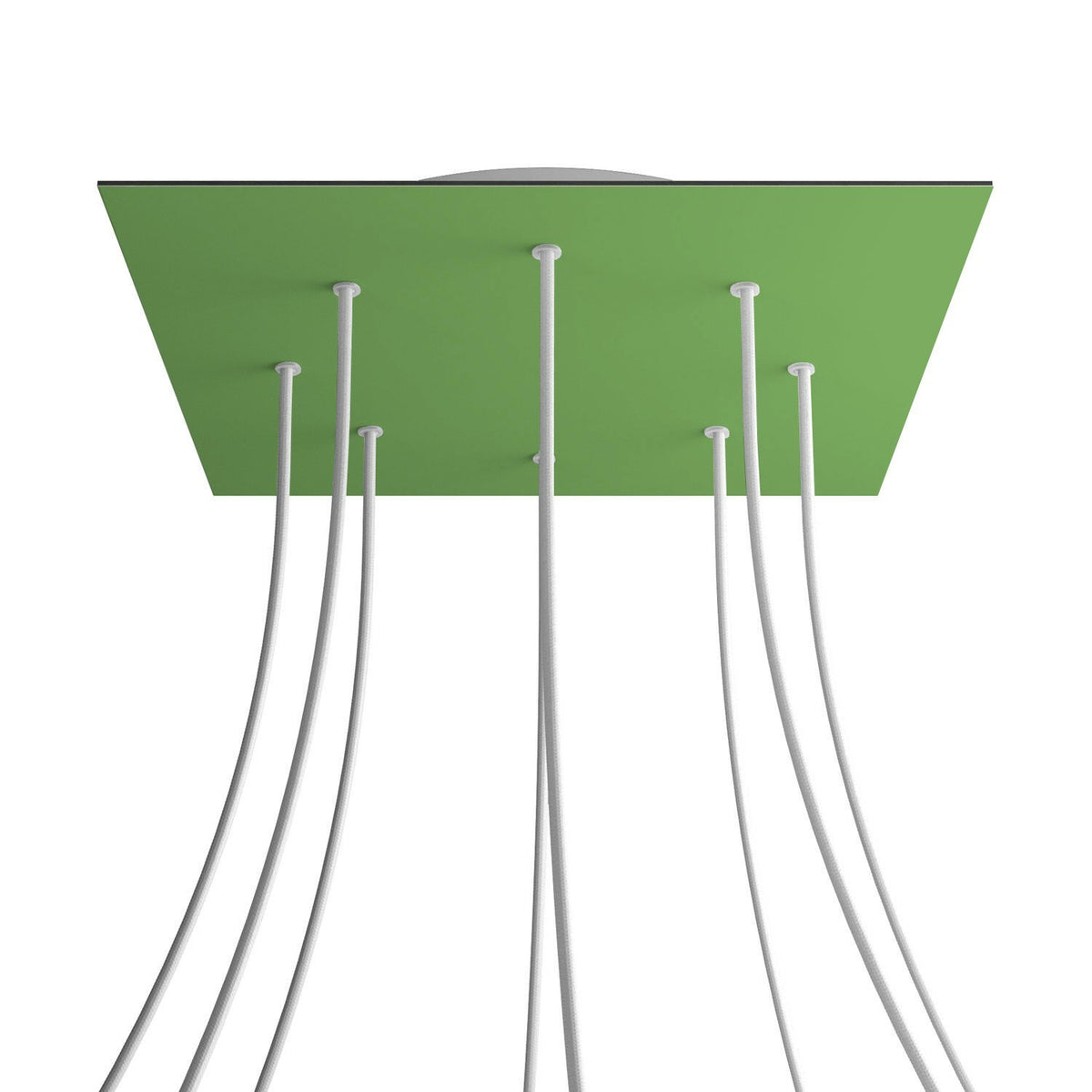 Lampenbaldachin XXL Rose-One quadratisch, 8 Löcher + 4 Seitenlöcher, 40 × 40 cm – Wiesengrün, Weiss