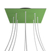 Lampenbaldachin XXL Rose-One quadratisch, 8 Löcher + 4 Seitenlöcher, 40 × 40 cm – Wiesengrün, Schwarz