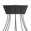 Lampenbaldachin XXL Rose-One quadratisch, 8 Löcher + 4 Seitenlöcher, 40 × 40 cm – Schwarz matt, Weiss