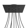 Lampenbaldachin XXL Rose-One quadratisch, 9 Löcher in X-Form + 4 Seitenlöcher, 40 × 40 cm – Schwarz matt, Schwarz