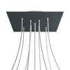 Lampenbaldachin XXL Rose-One quadratisch, 9 Löcher in X-Form + 4 Seitenlöcher, 40 × 40 cm – Anthrazit, Weiss