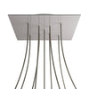 Lampenbaldachin XXL Rose-One quadratisch, 9 Löcher in X-Form + 4 Seitenlöcher, 40 × 40 cm – Stahl satiniert, Weiss