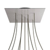 Lampenbaldachin XXL Rose-One quadratisch, 9 Löcher in X-Form + 4 Seitenlöcher, 40 × 40 cm – Stahl satiniert, Schwarz