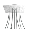 Lampenbaldachin XXL Rose-One quadratisch, 9 Löcher in X-Form + 4 Seitenlöcher, 40 × 40 cm – Marmor-Optik Carrara, Weiss
