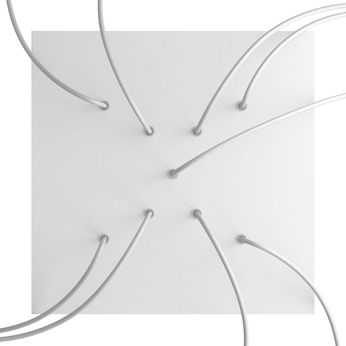 Lampenbaldachin XXL Rose-One quadratisch, 9 Löcher in X-Form + 4 Seitenlöcher, 40 × 40 cm – Weiss matt, Weiss