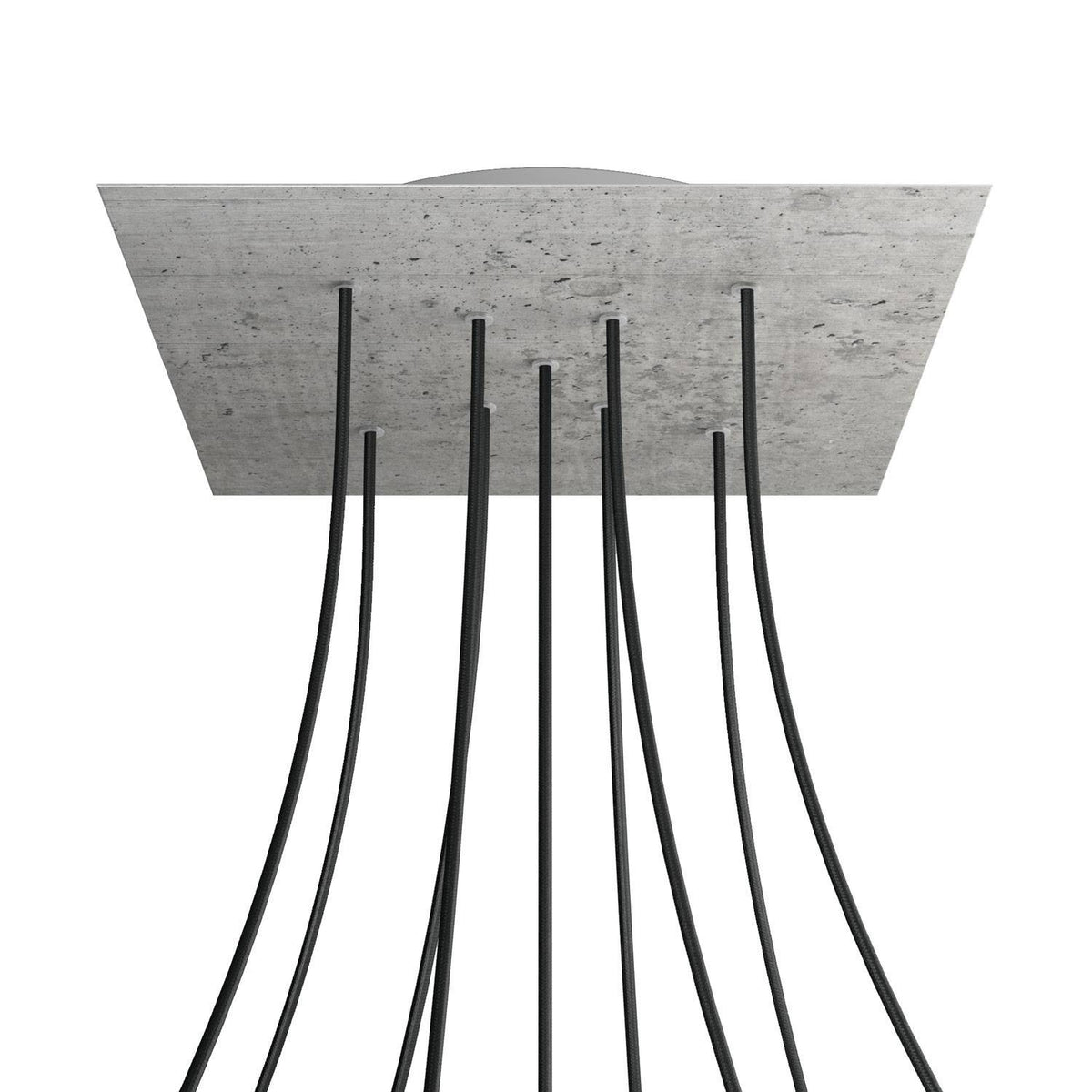 Lampenbaldachin XXL Rose-One quadratisch, 9 Löcher in X-Form + 4 Seitenlöcher, 40 × 40 cm – Beton-Optik, Weiss