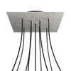 Lampenbaldachin XXL Rose-One quadratisch, 9 Löcher in X-Form + 4 Seitenlöcher, 40 × 40 cm – Beton-Optik, Schwarz