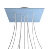 Lampenbaldachin XXL Rose-One quadratisch, 9 Löcher in X-Form + 4 Seitenlöcher, 40 × 40 cm – Puderblau, Schwarz