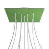 Lampenbaldachin XXL Rose-One quadratisch, 9 Löcher in X-Form + 4 Seitenlöcher, 40 × 40 cm – Wiesengrün, Weiss