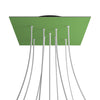 Lampenbaldachin XXL Rose-One quadratisch, 9 Löcher in X-Form + 4 Seitenlöcher, 40 × 40 cm – Wiesengrün, Schwarz