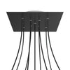 Lampenbaldachin XXL Rose-One quadratisch, 9 Löcher in X-Form + 4 Seitenlöcher, 40 × 40 cm – Schwarz matt, Weiss