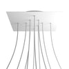 Lampenbaldachin XXL Rose-One quadratisch, 10 Löcher + 4 Seitenlöcher, 40 × 40 cm – Weiss matt, Weiss