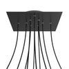 Lampenbaldachin XXL Rose-One quadratisch, 10 Löcher + 4 Seitenlöcher, 40 × 40 cm – Schwarz matt, Schwarz