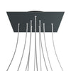 Lampenbaldachin XXL Rose-One quadratisch, 10 Löcher + 4 Seitenlöcher, 40 × 40 cm – Anthrazit, Schwarz