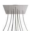 Lampenbaldachin XXL Rose-One quadratisch, 10 Löcher + 4 Seitenlöcher, 40 × 40 cm – Stahl satiniert, Weiss